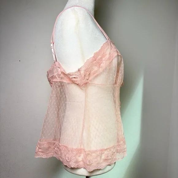 Vintage USA Y2K Babydoll Coquette Mesh Lace Camisole Teddy Chemise Top Peignoir - Picture 7 of 16